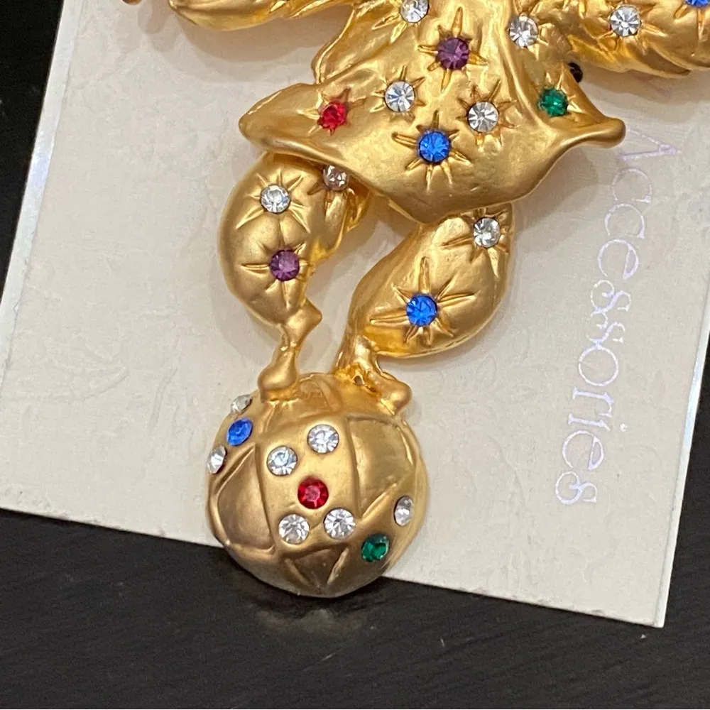 Vintage Regency Accessories Gold Articulated Clown Multi Rhinestones Brooch - Image 6
