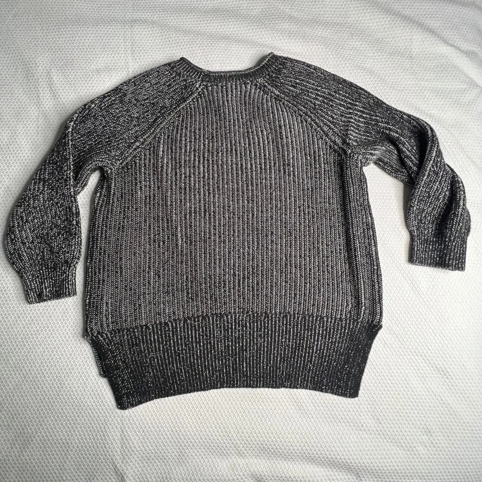 Ellen Tracy Womens Size Large Black Marl Ribbed Knit Crew Neck Pullover Sweater - Image 7