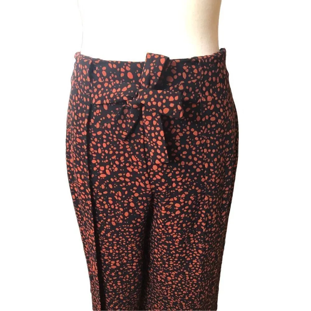 BP black and orange palazzo high waist with attach front tie belt wide leg size - Image 3