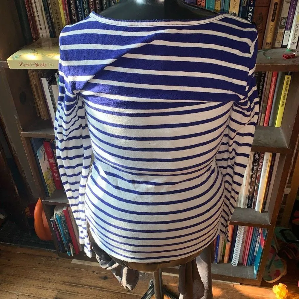 J Crew Artist Tee nautical blue & white striped M knit top Size M - Image 2