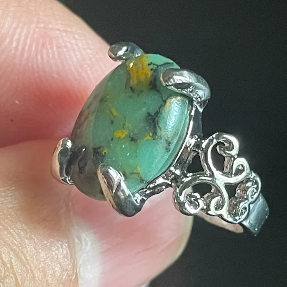 Mixed 3 color gemstone silver plated ring size 6 Green - Image 7