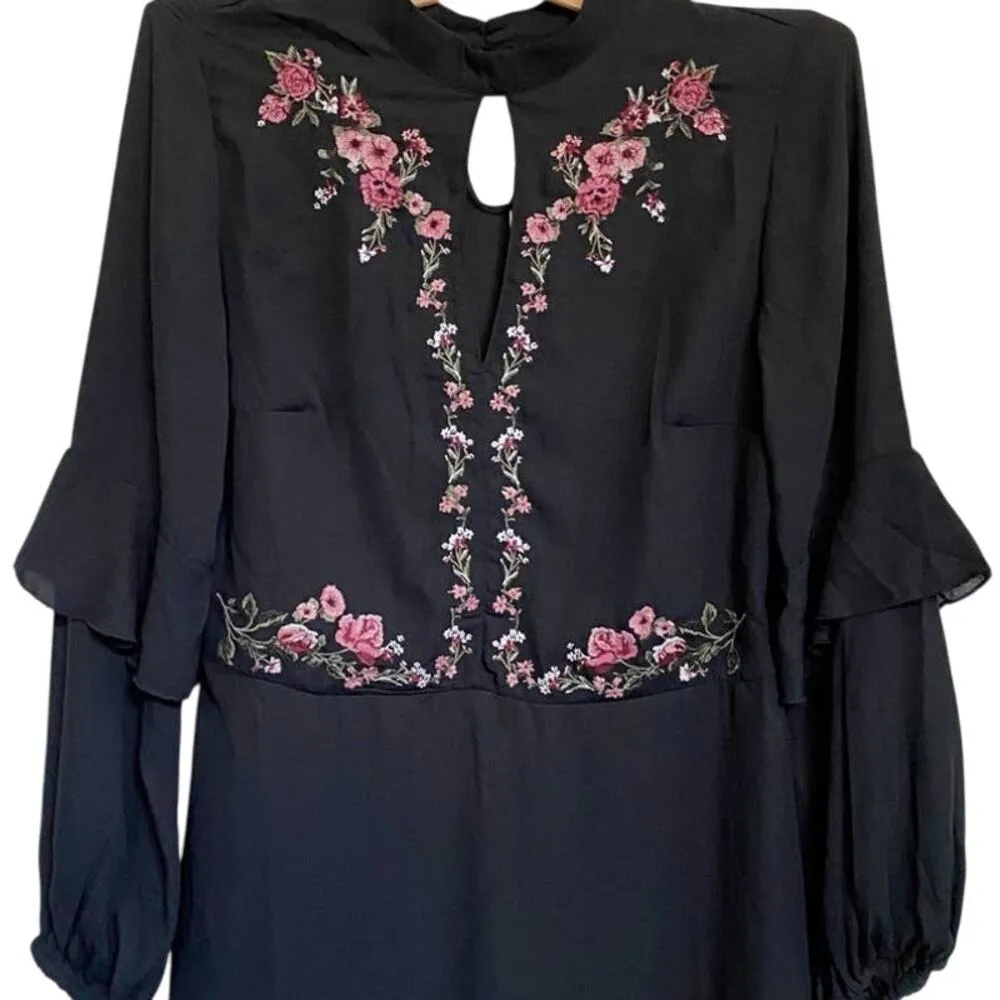H&M Chiffon Dress With Floral Embroidery Boho NWT - 8 - Image 9