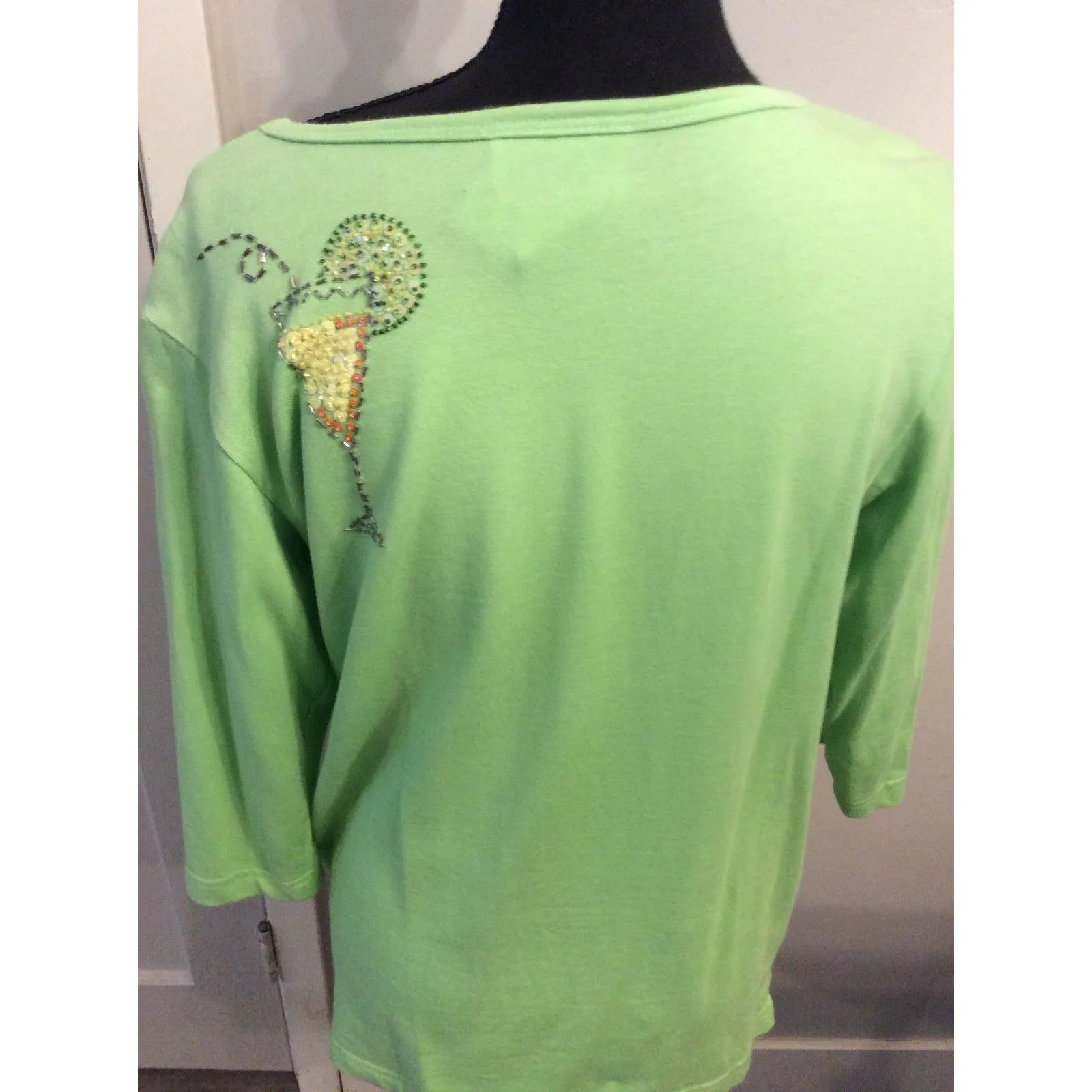 Quacker Factory Medium M Cocktail Drinks Embellishment Front Back Top Green - Image 2