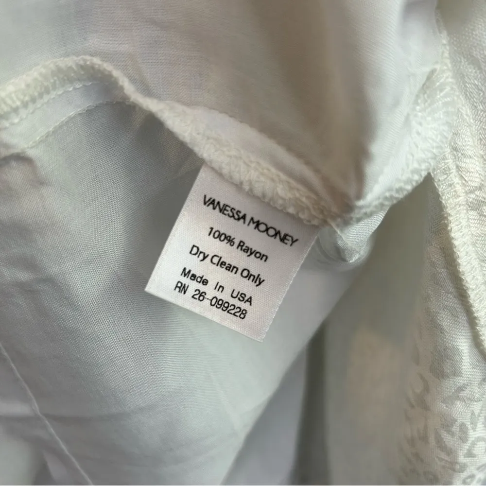 Vanessa Mooney White Jacquard Leopard Print Puff Sleeve Mini Dress XS - Image 14