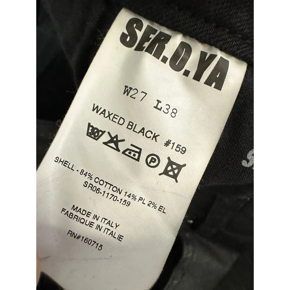 SER.O.YA Waxed Black Cindy Low Rise Skinny Flare Jeans Stretch Women 27 NWT - Image 9