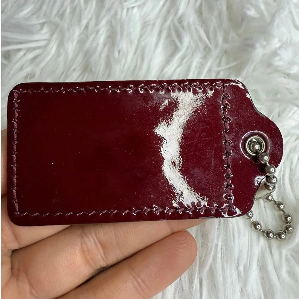 2.5" COACH Burgundy Fob Bag Charm Hang tag Hangtag - Image 2