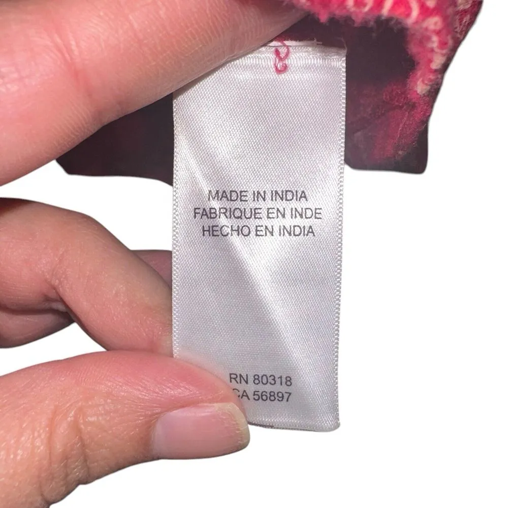 Lucky Brand Womens Red Tan Boho Indie‎ Western Embroidered Woven Mix Top Sz M - Image 4