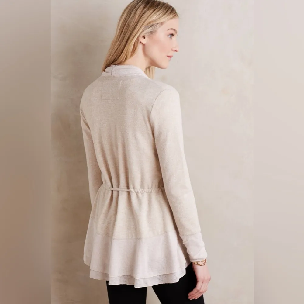 Anthropologie Saturday Sunday Oatmeal Matanie Tie Closure Ruffle Cardigan - Image 6