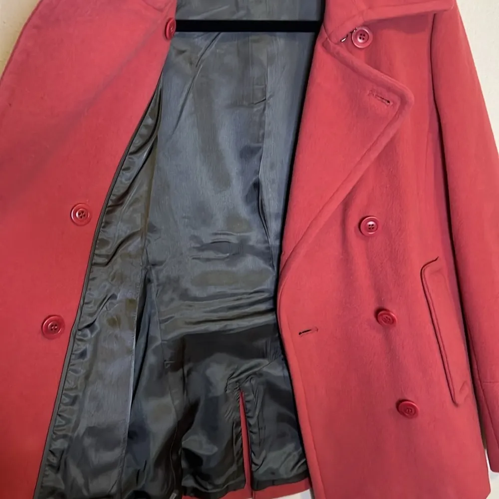 Garnet Hill Coral Orange Pink Wool Blend Double Breasted Pea Coat 6 - Image 13