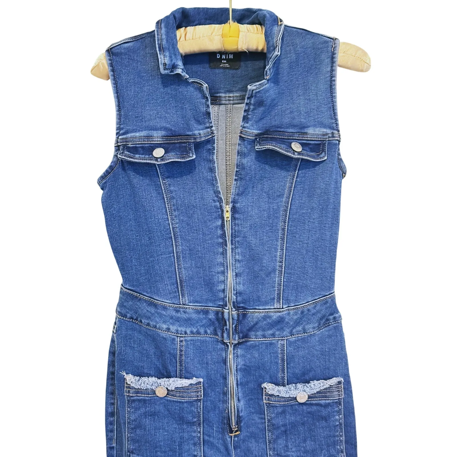 VTG Refuge Y2K Blue Jean Jumpsuit Denim Flare Medium Western Americana 70s Retro - Image 5