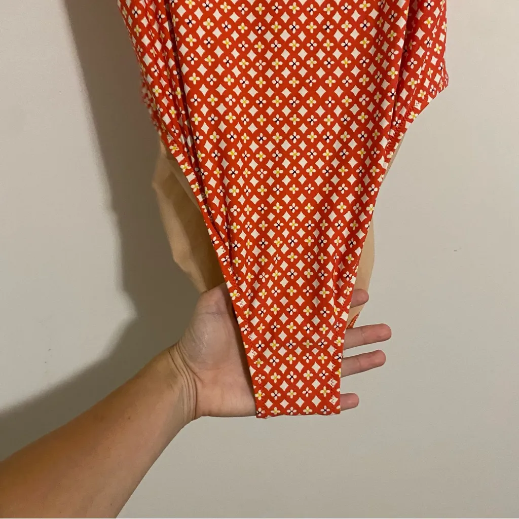 J. Crew Red Patterned One Piece Swimsuit size 16 - Image 3