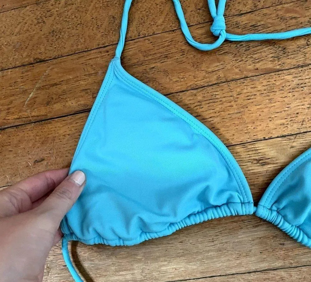 Kina blue padded removable lightweight swimsuit top bikini top nylon spandex Size M - Image 2