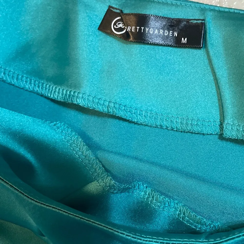 Prettygarden One Shoulder Satin Cut Out Side Slit Maci Dress in Peacock Blue M - Image 7