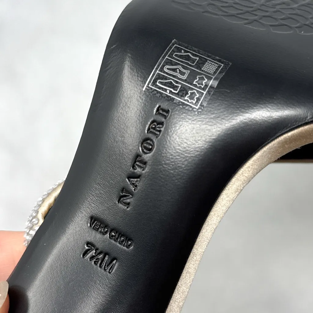 NEW Natori Reiki Rhinestone Embellished Satin Pointed Toe Sandal Heels Sexy 7.5 - Image 12