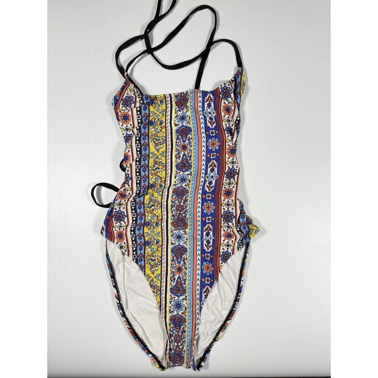 Anne Cole‎ Studio Women's Tile Tease Lace-up Vintage One Piece Swimsuit Size 10 - Image 7