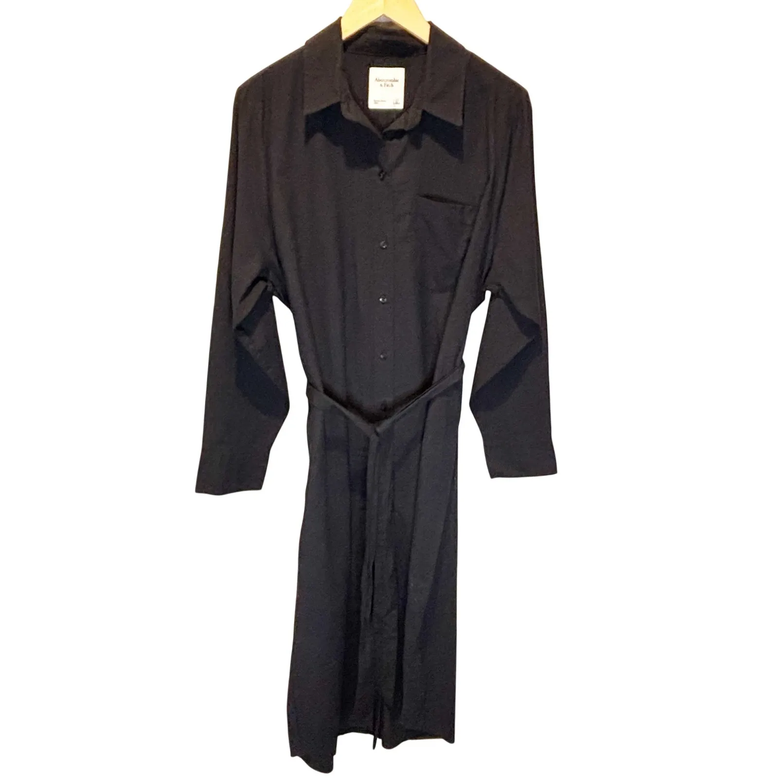 Abercrombie & Fitch NWT Black Midi Shirt Dress - size Large Tall - Image 2