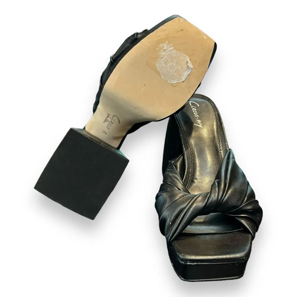 Circus NY by Sam Edelman Sandals Black Twisted Front Block Heel Open Toe Sz 5.5 - Image 7