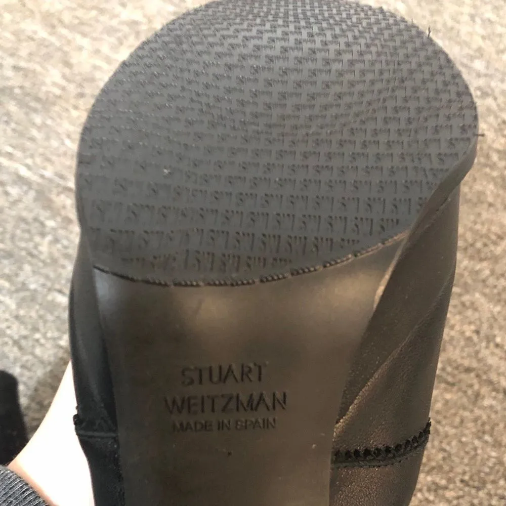 Stuart Weitzman Black Leather Combat Heeled Boots - Image 8