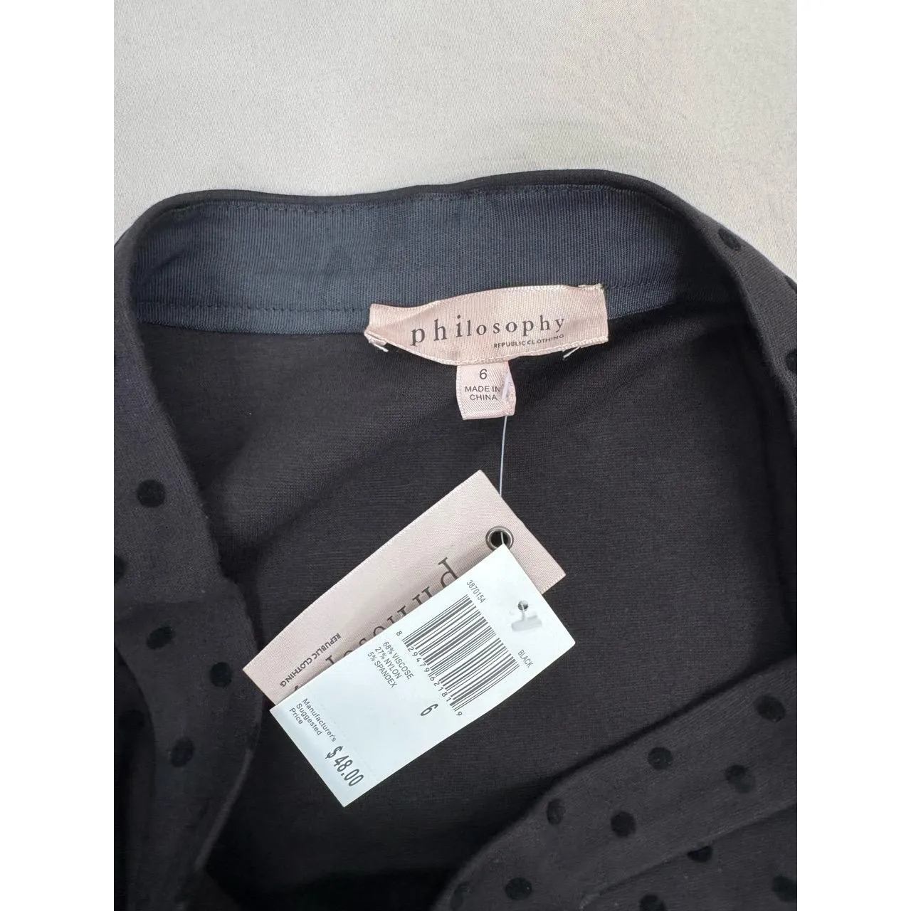 Philosophy Skirt Womens Size 6 Black A-Line Textured Dot Print Classic Short - Image 8