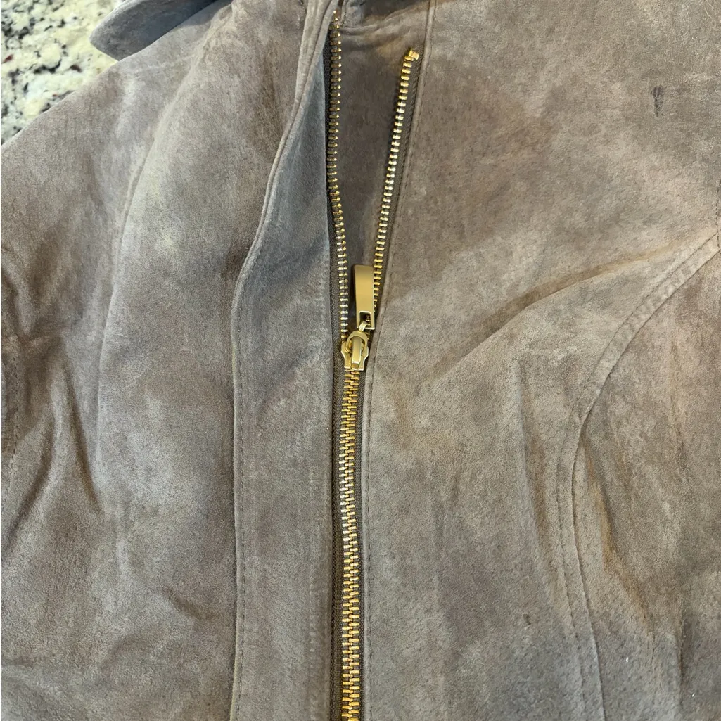 Dennis Basso Taupe Leather Vest - Image 6