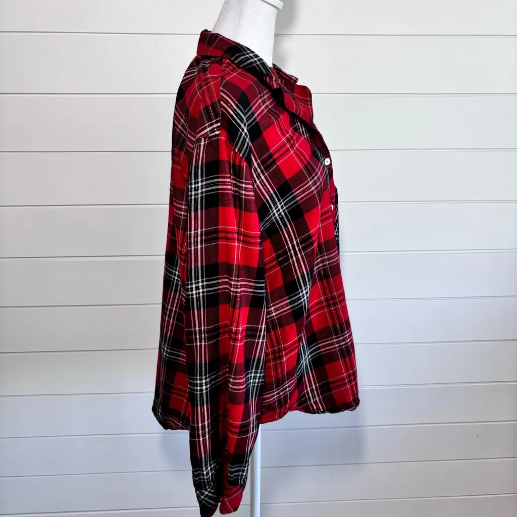 Victoria's‎ Secret Plaid Button Down Shirt - Red/Black - Size L - Image 6