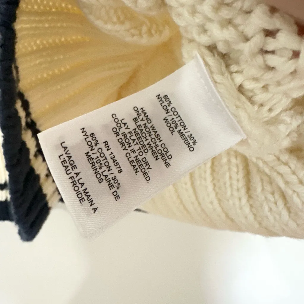 Vineyard Vines Women XS Wool Blend Tipped Island Fisherman Mock Neck Sweater - Image 3