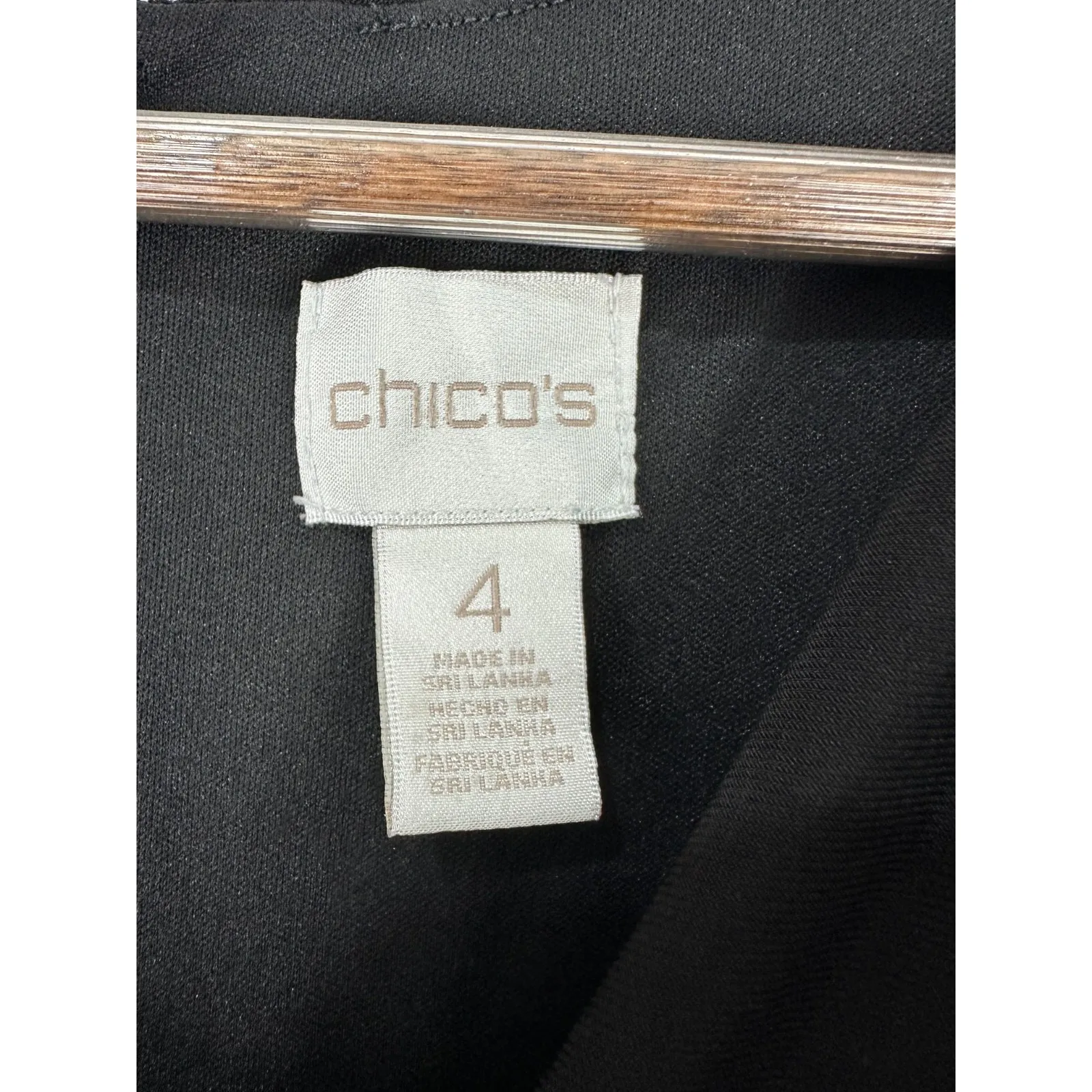 Chico's 4 Black Draped Neck Jumpsuit Minimalist Elegant Chic Capsule Wardrobe - Image 3