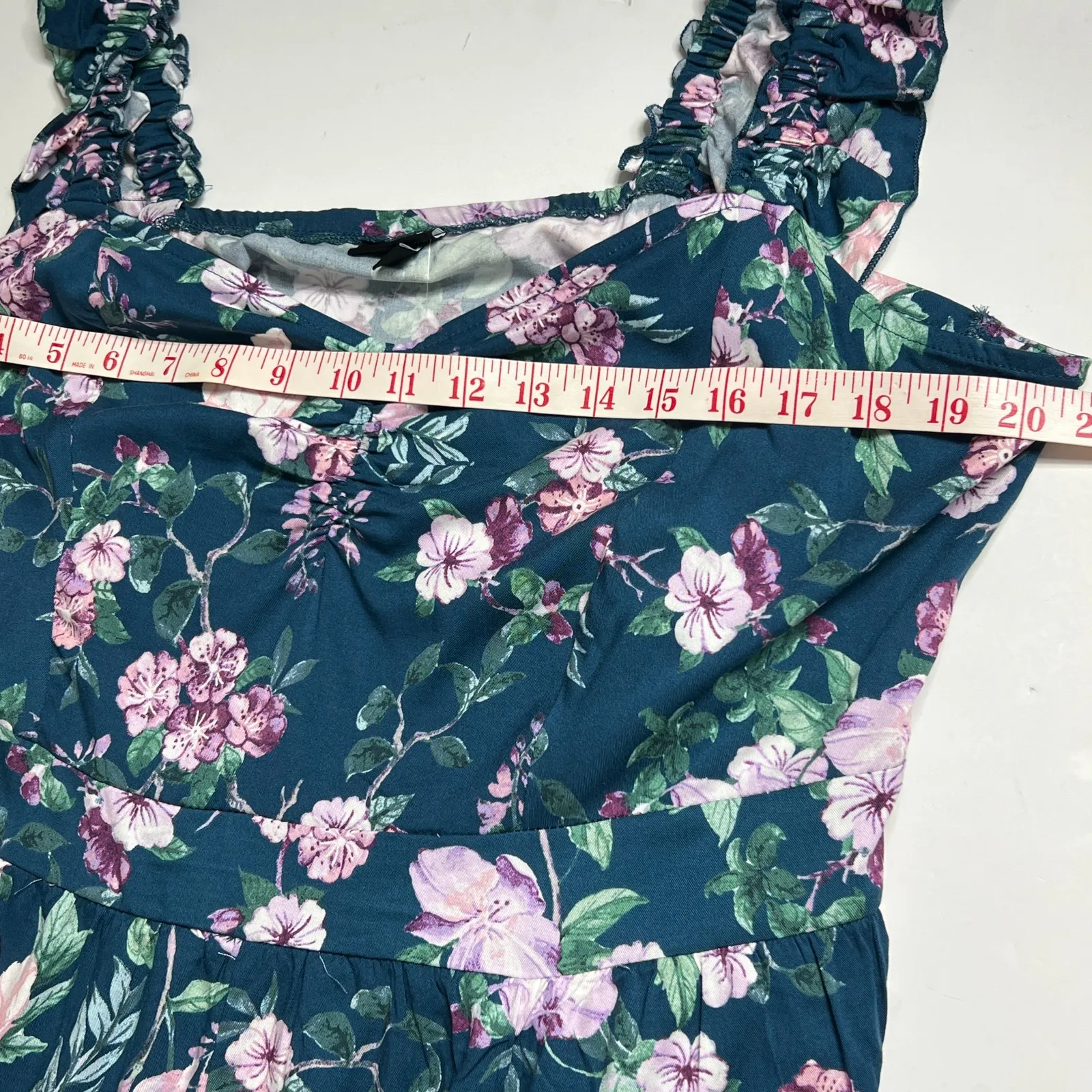 Torrid Melinda Floral Shorts Romper Blue Plus Size 2X - Image 6