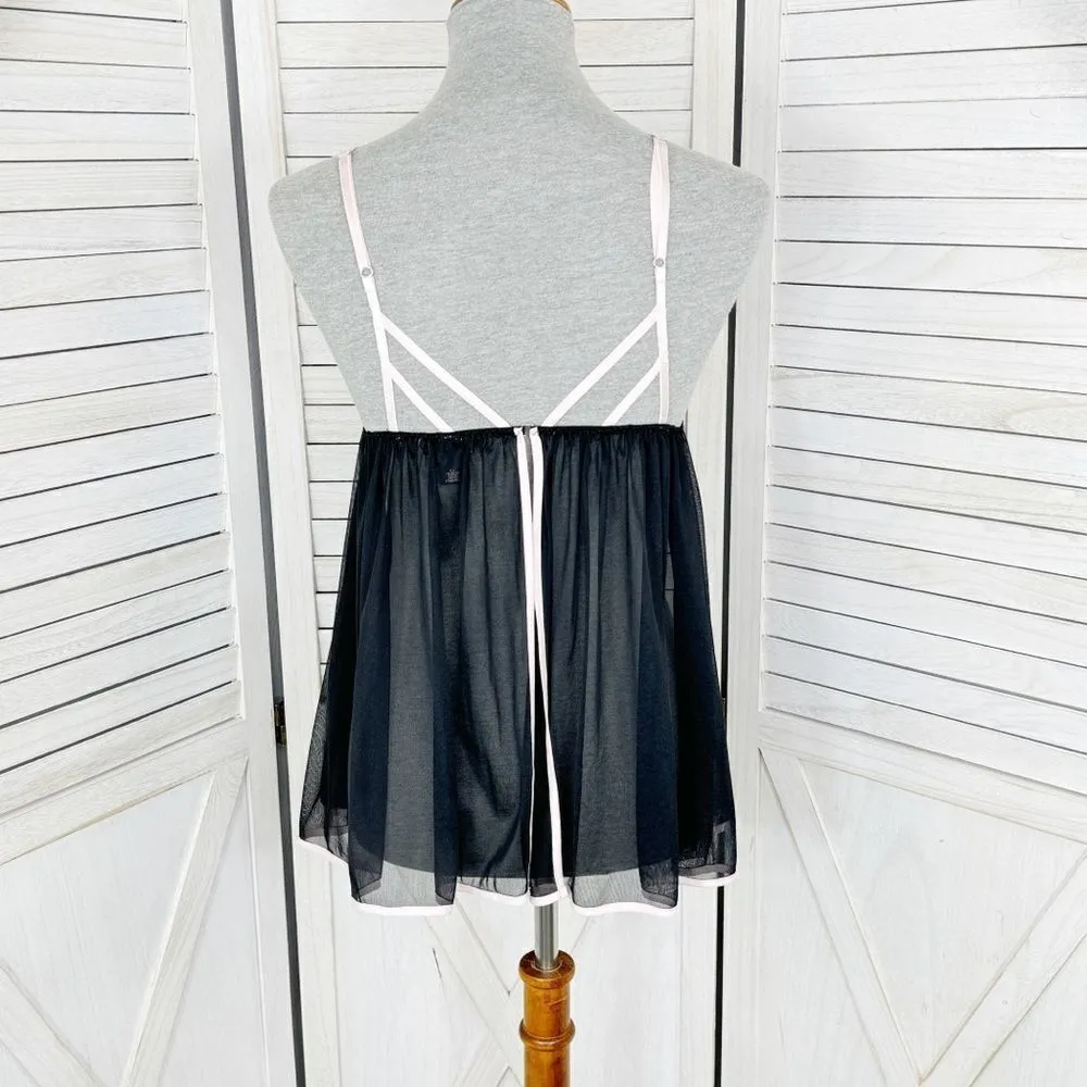 Victoria’s‎ Secret Sheer Babydoll Nightie Top Black Small Split Back Coquette - Image 4