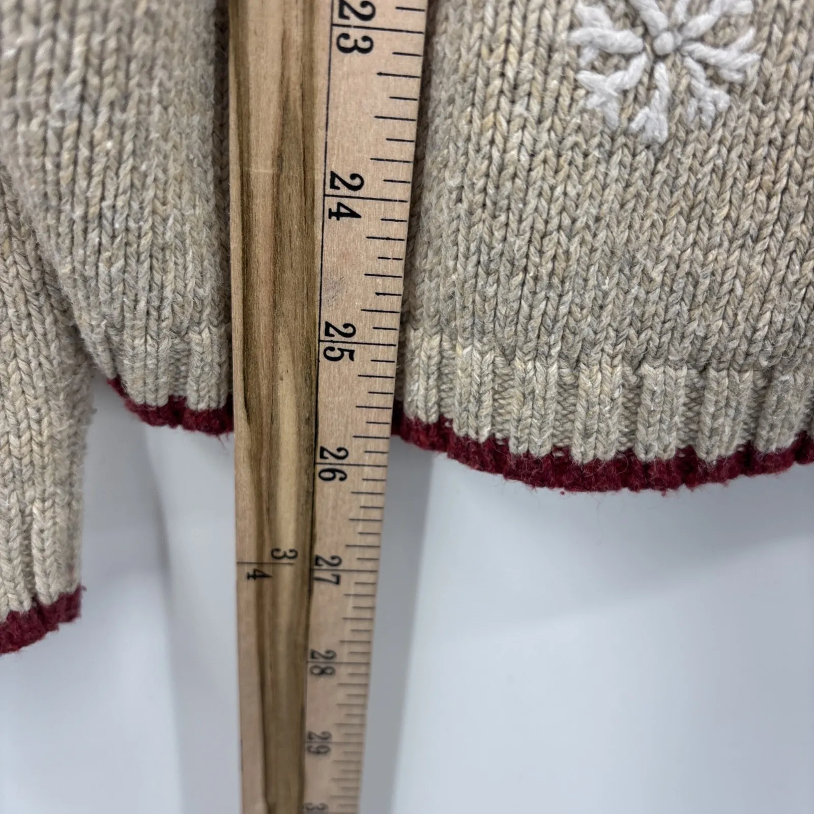 Croft &‎ Barrow Womens Cardigan Sweater Large Full Zip Silk Cardinal Winter Snow - Image 7