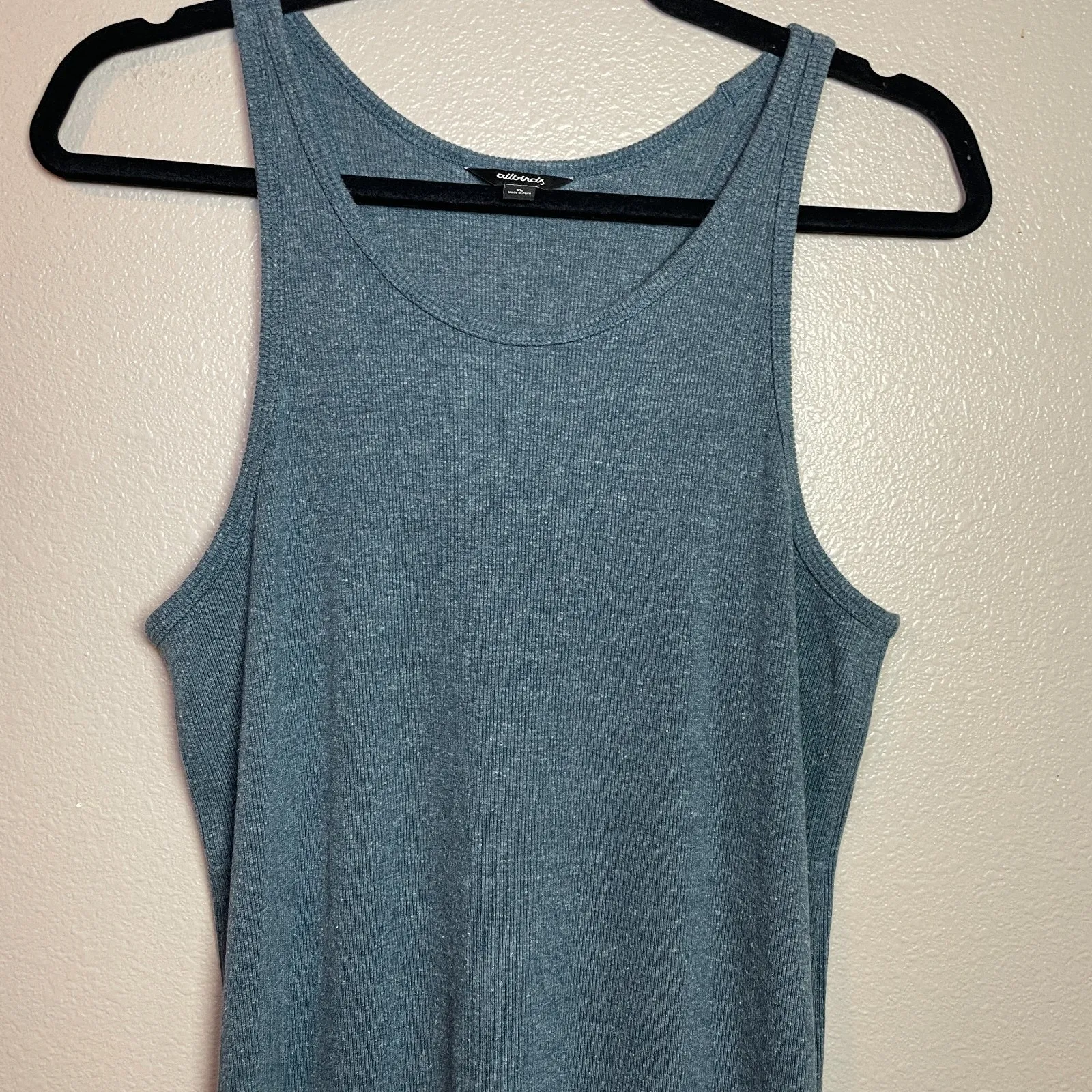 Allbirds Sz XL Ribbed Racerback Tank Dress Heathered Blue Minimalist Comfy - Image 2