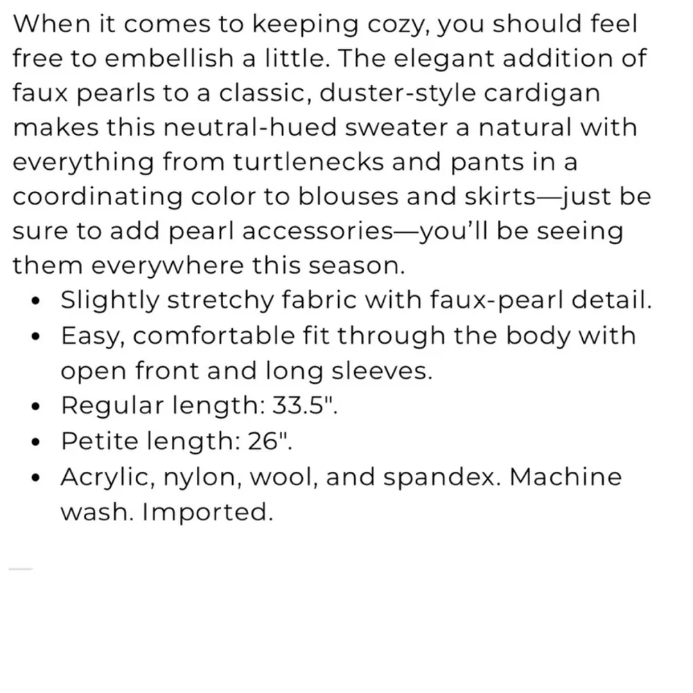 NWT Chico's Scattered Pearl Open Front Duster Sweater Size Small - Image 10