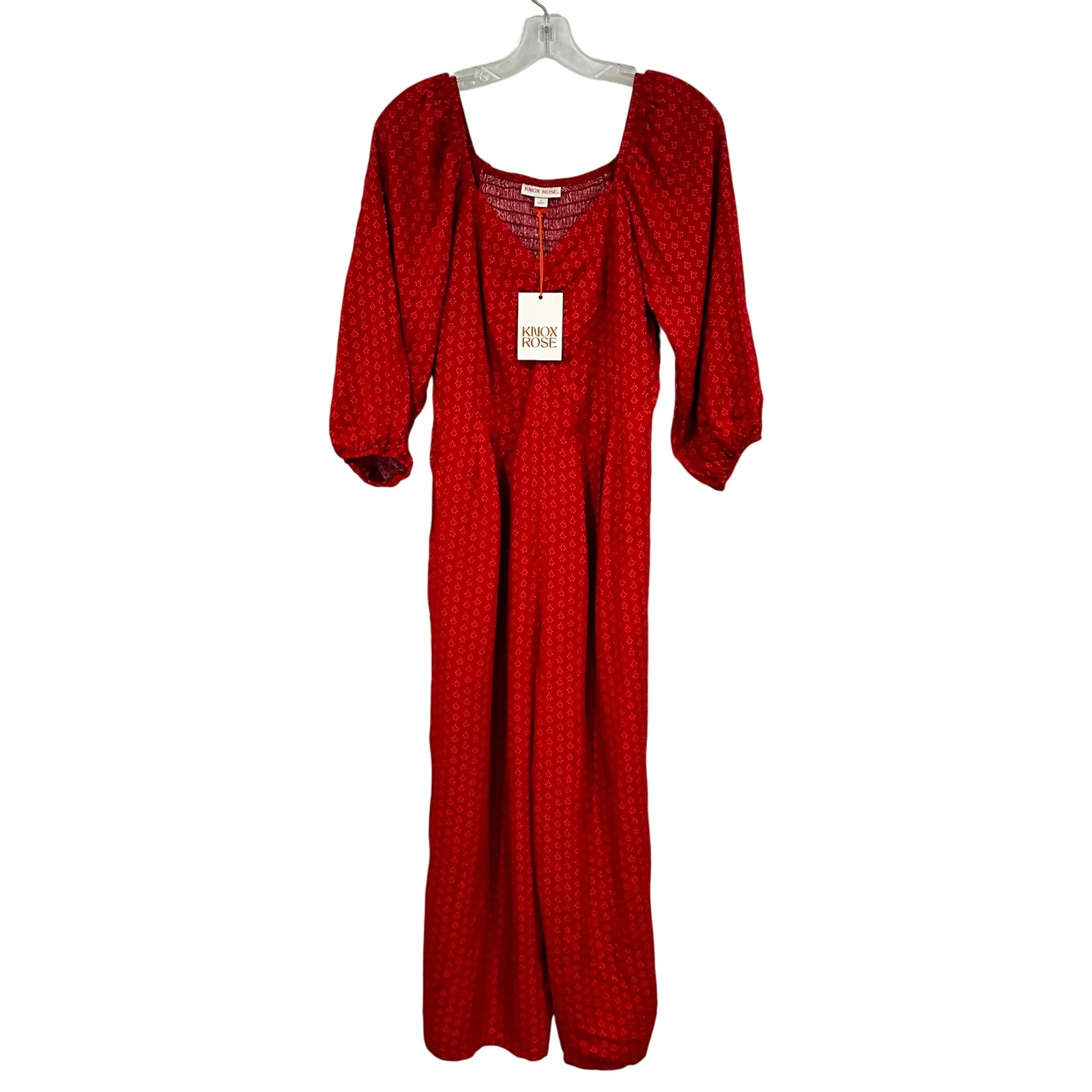 Knox Rose Floral Prairie Jumpsuit Women's Small Red Hippie Boho Casual Retro Y2K - Image 5