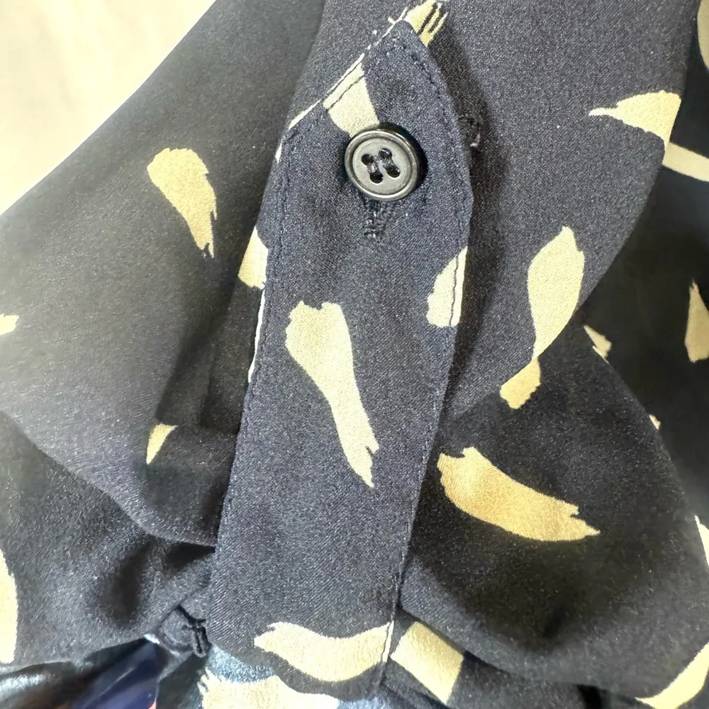 Reformed navy and gray abstract print button down shirt dress size small - Image 8