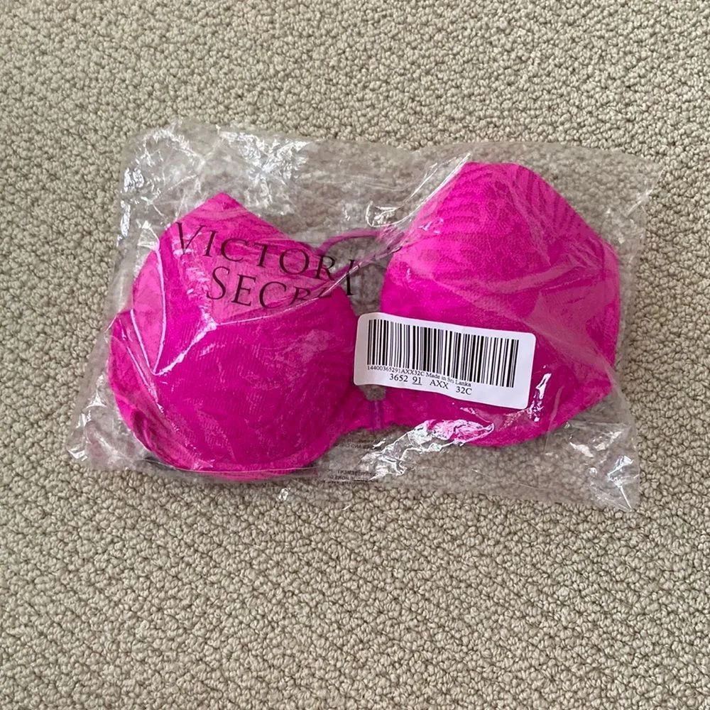 NEW Victoria’s Secret PINK Front Close Push-up Bra Floral Lace Pink Size 32C NIP - Image 2