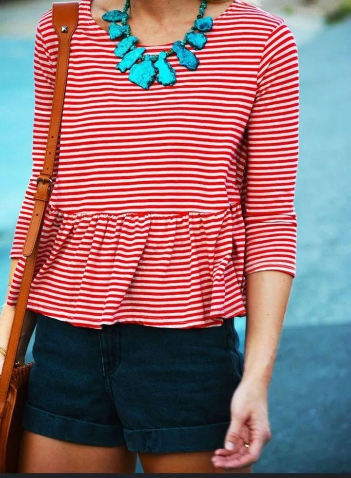 - We the Free red striped Replum cropped shirt size Medium - Image 5