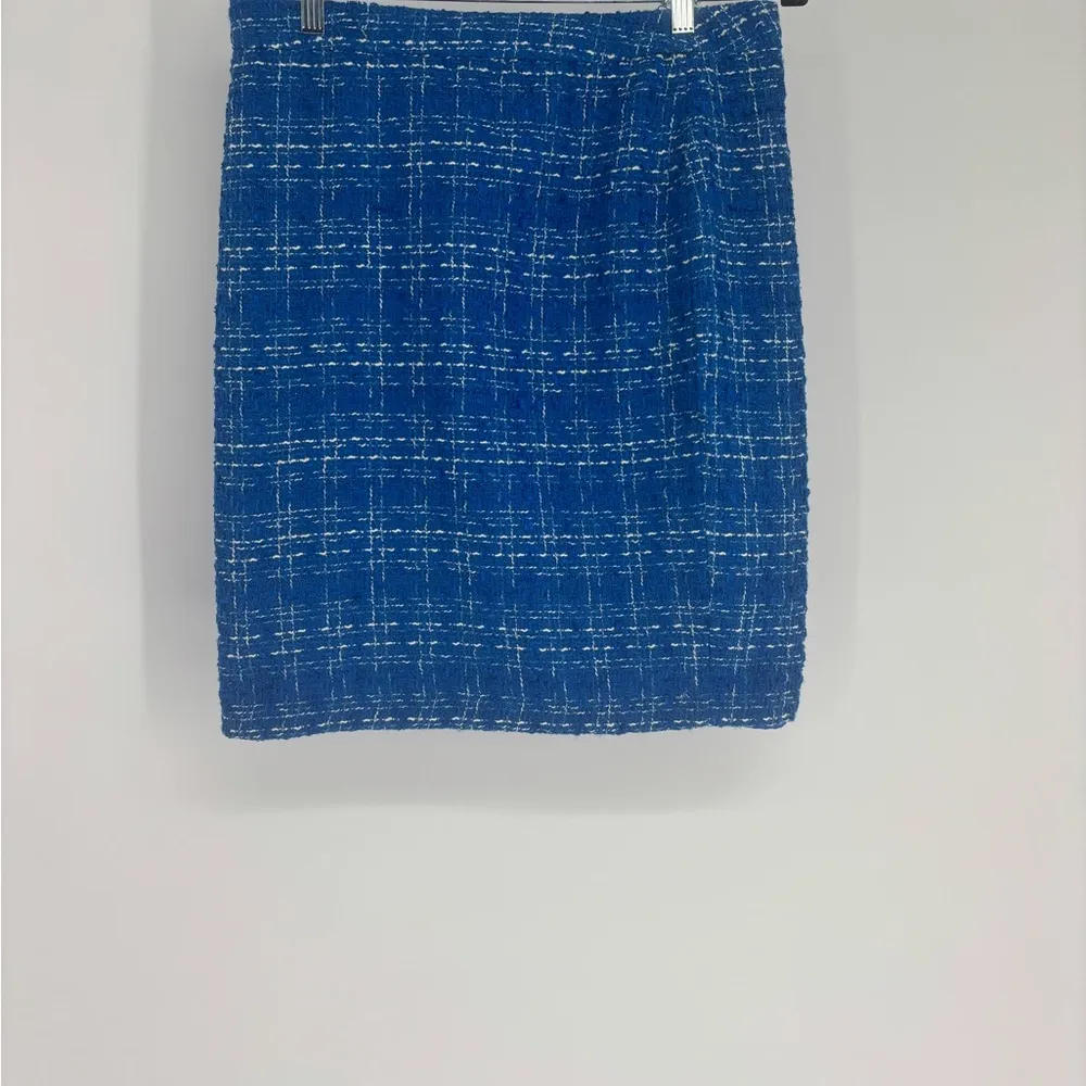 Sandro Blue & White Tweed Pencil Skirt - Image 2