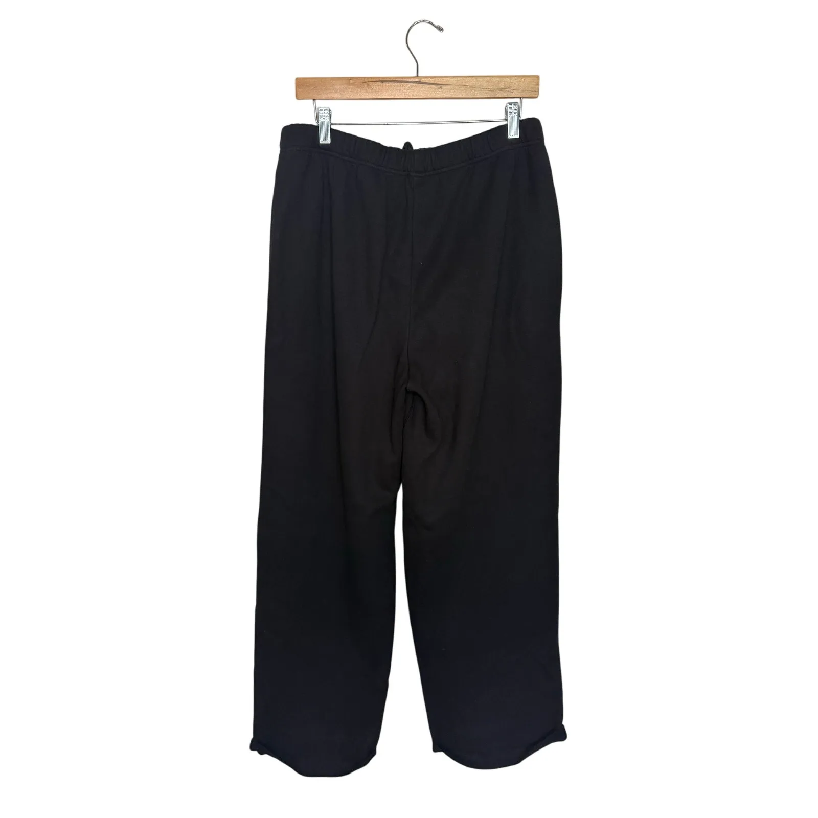 SKIMS Wide Leg Fleece Cuffed Sweatpants Women’s Size L Black Comfort Loungewear - Image 4