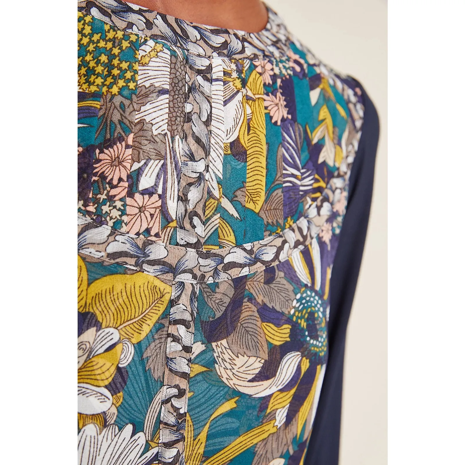 Anthropologie Wesley Floral Women's Blouse Top Shirt Tiny Long Sleeve XS Navy - Image 4