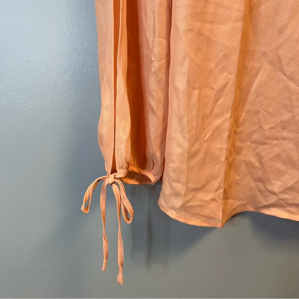 The Limited Blouse Gold Foil Sparkle on Pink Keyhole Neck Tie Wrist Top XL NWT - Image 8