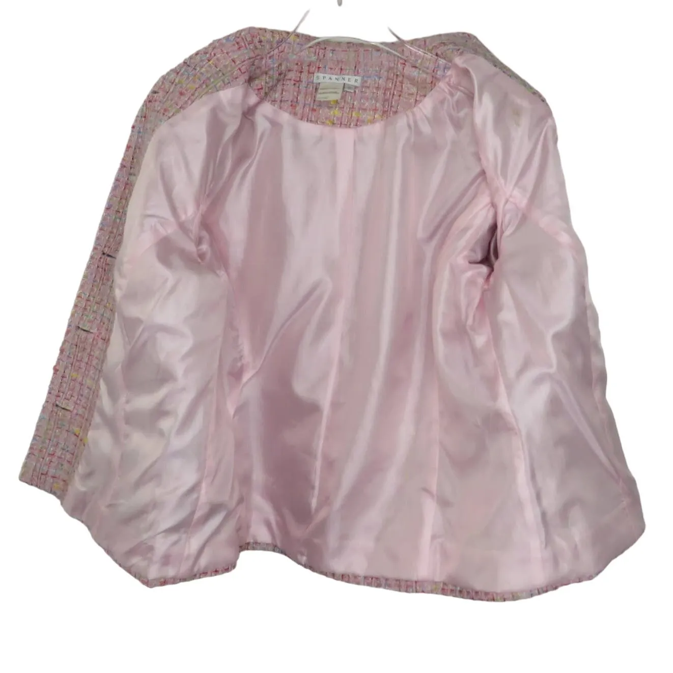 Vintage Spanner Pink Tweed Skirt Suit Two Piece Skirt Set Formal Size 8 - Image 5