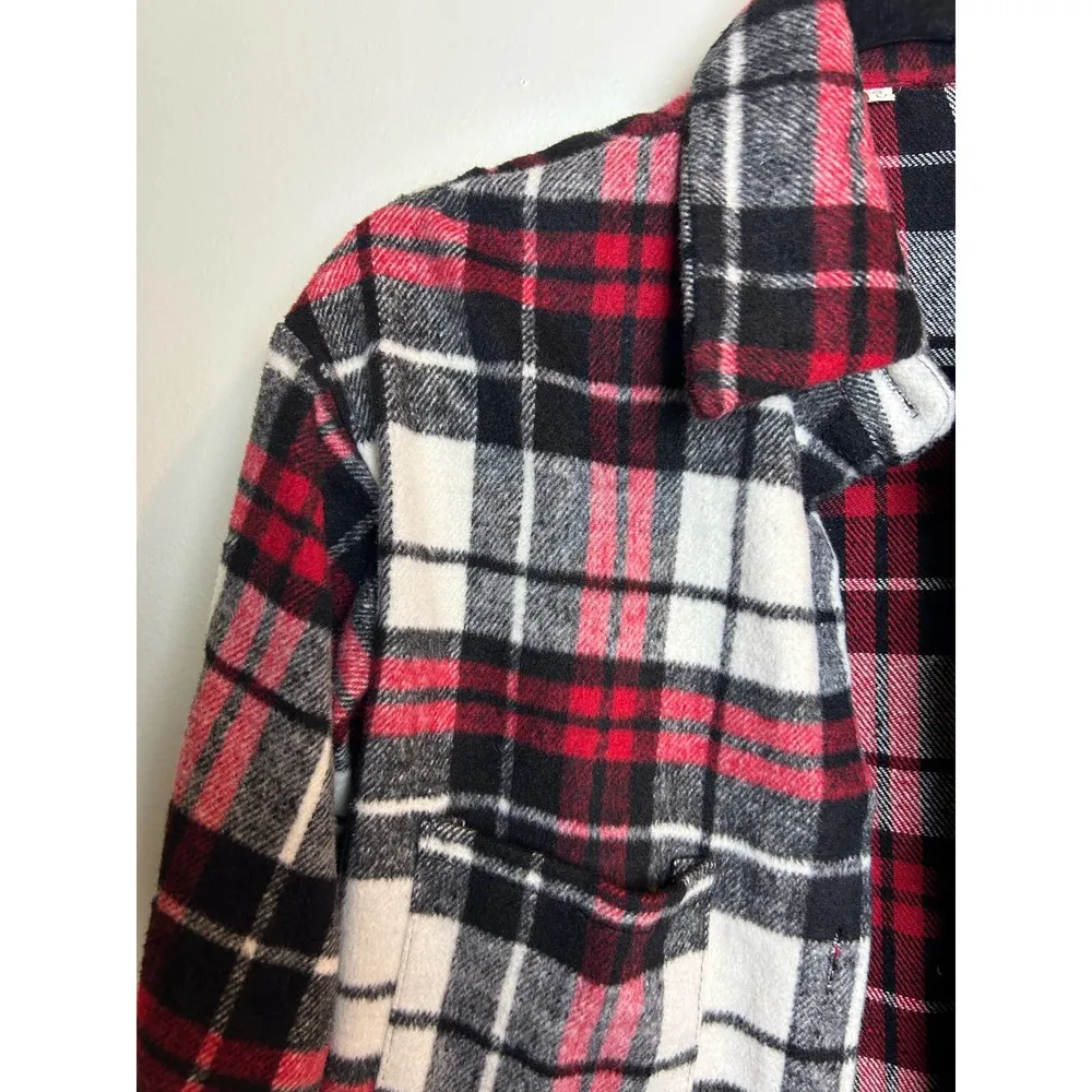 Boutique Shacket Womens Small Red & White Button-up Fall Winter - Image 3