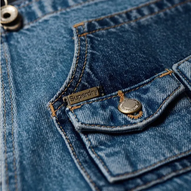 Superdry Denim Cut Off Dunagrees - Image 6