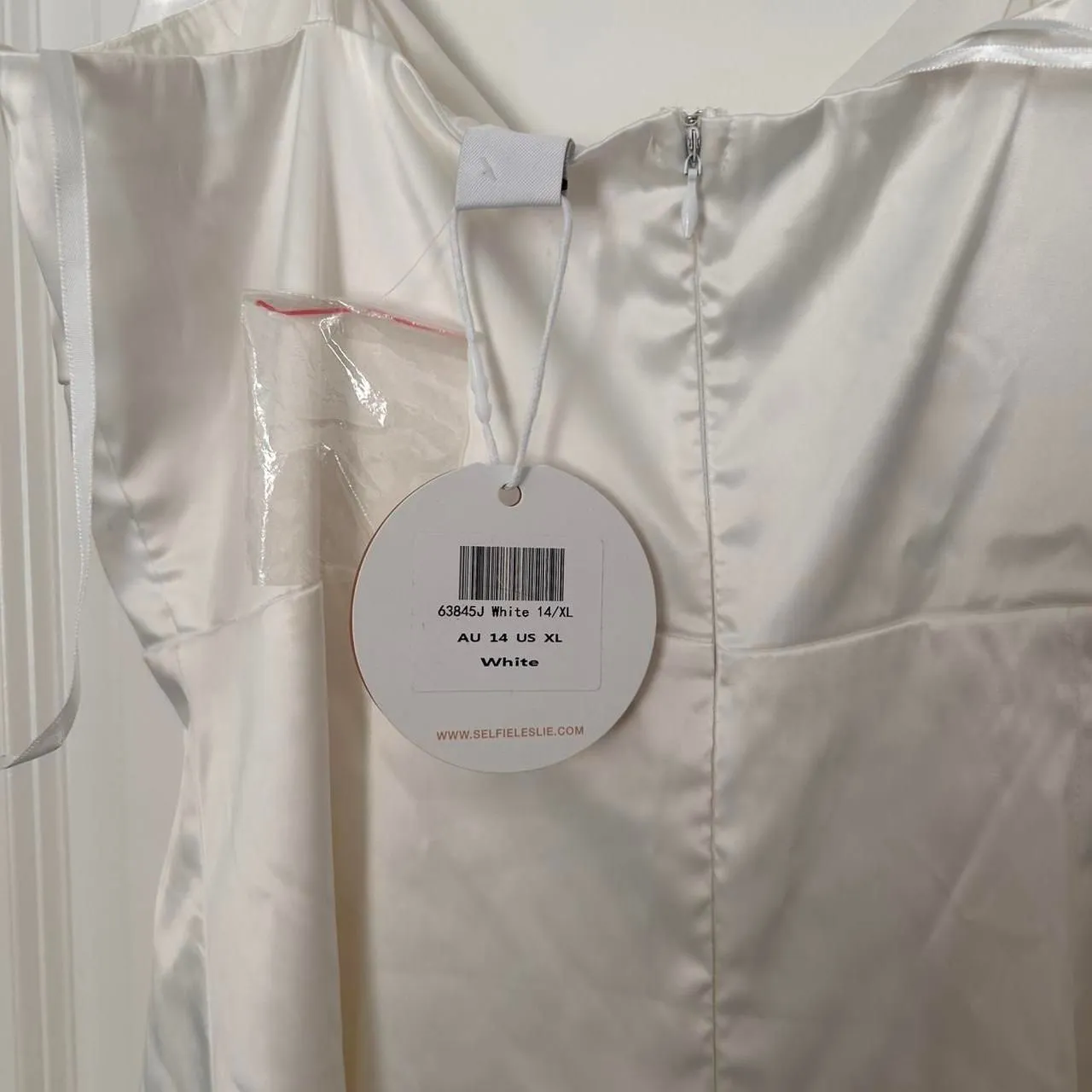 Selfie Leslie Lilly Girly Bow Diamante Mini Dress White Satin bridal XL - Image 8