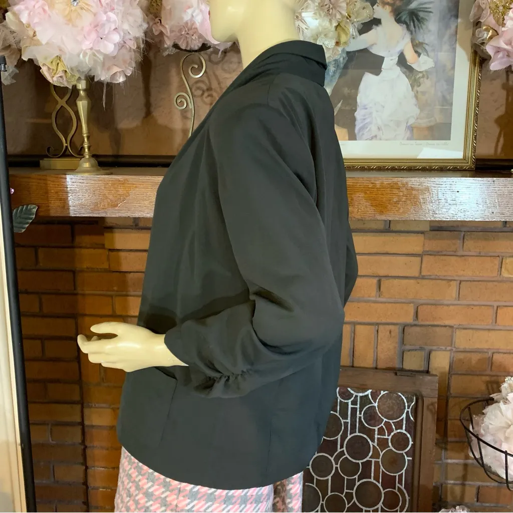 XHILARATION GRAY SCRUNCH SLEEVE OPEN FRONT BLAZER (L) - Image 9