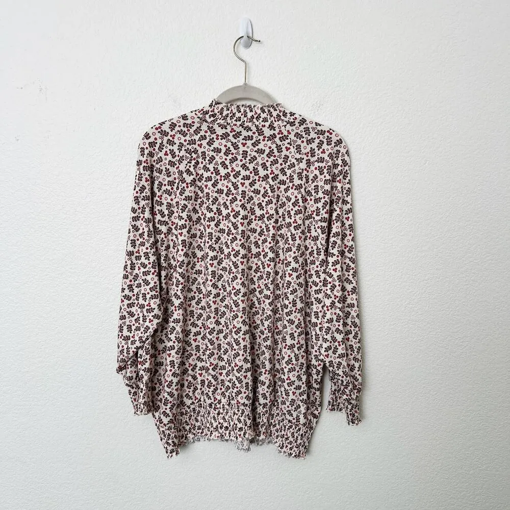 [Torrid] Floral Print Chocker Neck Textured Jersey Knit Smocked Hem Blouse Sz 2X - Image 4