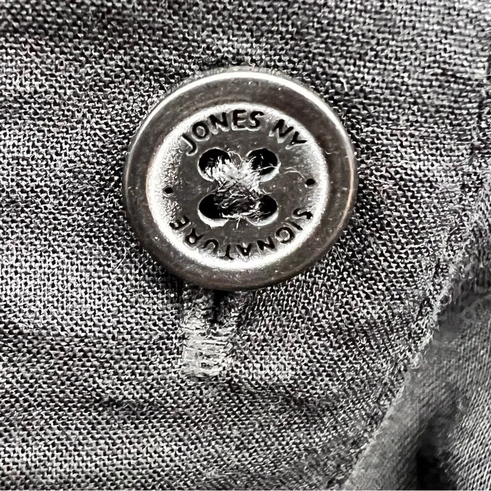 Jones of New York Signature Black Cotton Blouse w/Zebra Print Under the Collar-S - Image 8