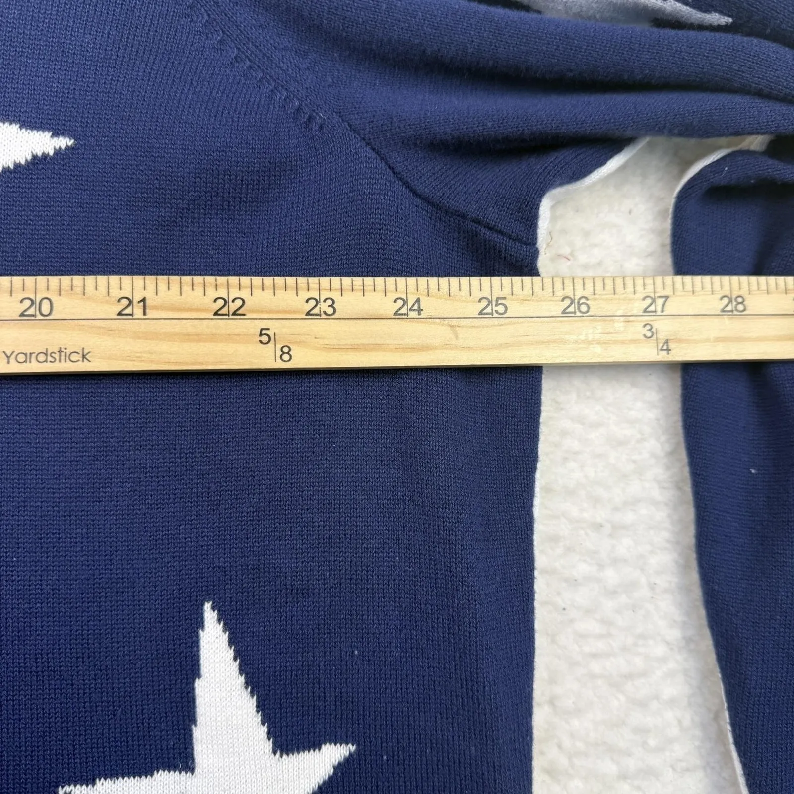Belle Beach Kim Gravel Sweater Womens 2X Navy White Star Pullover Cotton Blend Blue Size XXL - Image 5