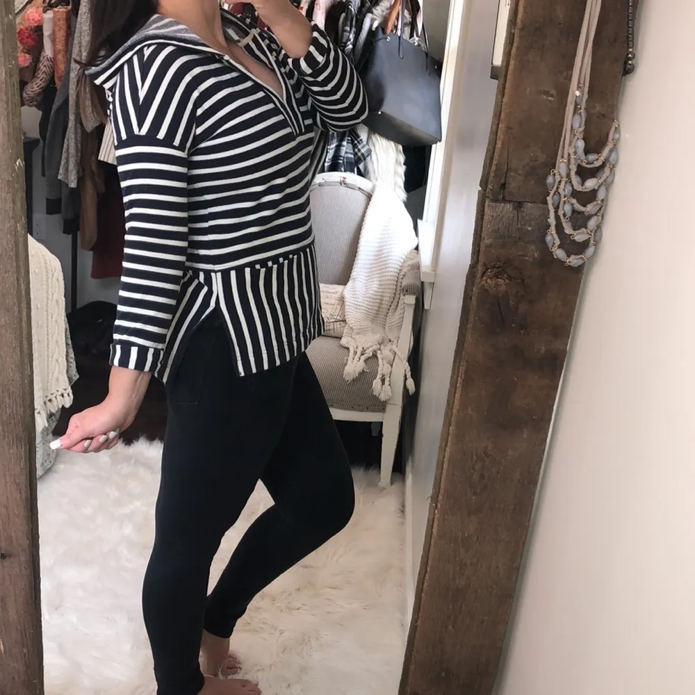 Melloday small blue striped hoodie sweatshirt - Image 2