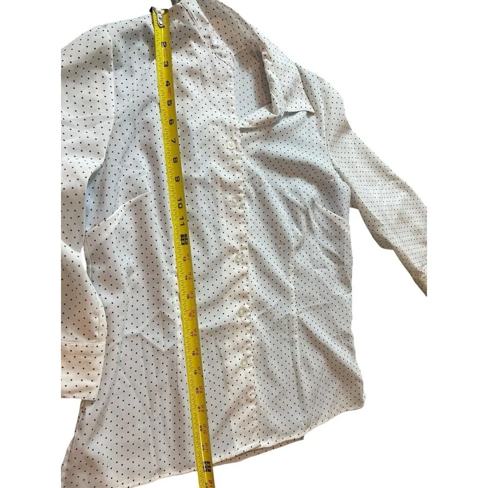 Notations Black & White Connected 2 Piece Polka Dot Button Up Top S - Image 9